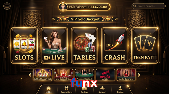 Main screen of Funx casino page for PK players