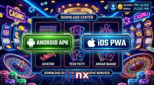 Main screen of Funx download page for PK players